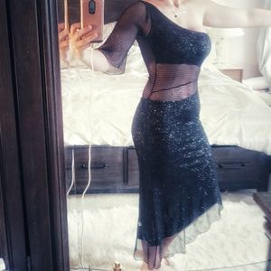 Sparkly Black Net Dress